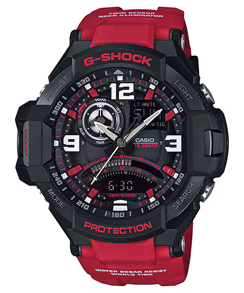 GA-1000-4B Aviation Black Dial Red Resin